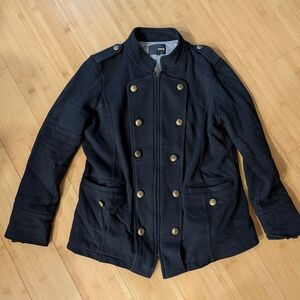 Hurley Black Pea Coat with Gold Buttons